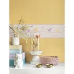 Frise intissé My little world oiseau x L.5 m, parme, jaune