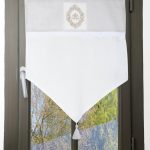 Vitrage tamisant, coton, Charmille coton blanc & beige l.60 x H.90 cm