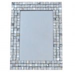 Miroir rectangulaire Pavé, argent, l.29.5 x H.40 cm