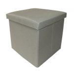 Pouf d'intérieur taupe Coffre pliable pvc, 35 x 35