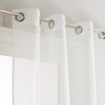 Voilage blanc, rayure vert l.90 x H.140 cm