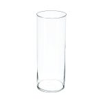 Vase cylindre décoratif en verre transparent, Diam.15 x H.40 cm