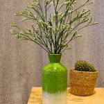 Vase décoratif céramique Sohane, vert, Diam.8.5 cm x H.18 cm