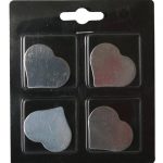 Lot de 4 magnets Fantaisie métal coeur, argent l.11 x H.12.5 cm