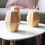 Bougeoir Woody, bois naturel, l.9 x H.10.5 cm