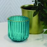 Photophore Octavia, verre, vert l.7.5 x H.7.5 cm