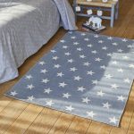 Tapis bleu rectangulaire, l.90 x L.130 cm coton