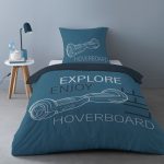 Parure de lit coton, l.140 x L.200 cm, Hoverboard bleu
