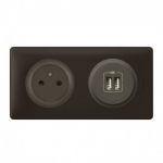 Legrand Céliane - Prise 2P+T + Prise Double USB - Ensemble Basalte complet