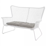 Canapé 2 places modulable extérieur, blanc/Kuddarna gris, 146 cm