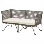 Canapé 2 places modulable extérieur, gris foncé/Kuddarna beige, 146x73 cm