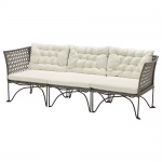 Canapé 3 places modulable extérieur, gris foncé/Kuddarna beige, 210x73 cm