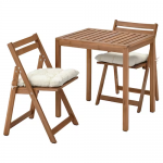Table/2 chaises pliantes, extérieur, teinté brun clair/Kuddarna beige