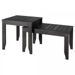 Tables gigognes, lot de 2, intérieur/extérieur gris foncé