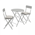 Table+2 chaises, extérieur, gris/Kuddarna gris