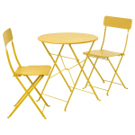 Table+2 chaises, extérieur, jaune/jaune