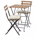 Table+2 chaises, extérieur, teinté noir/brun clair/Kuddarna gris
