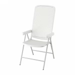 Chaise dossier réglable, extérieur, blanc/gris