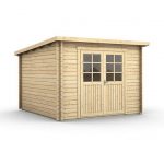 Abri de jardin bois Ep. 28mm, 9.5 m² - toit plat - HURTGEN