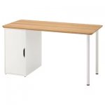 Bureau, bambou/blanc, 140x65 cm