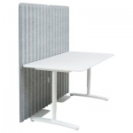 Bureau avec panneau, blanc/gris, 160x80 150 cm
