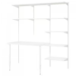 Table et étagère de rangement, blanc, 187x62x201 cm