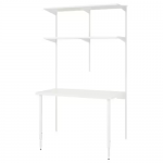 Table et étagère de rangement, blanc, 125x62x201 cm