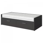 Lit banquette 2p (struct + matelas), noir/Åsvang ferme, 80x200 cm