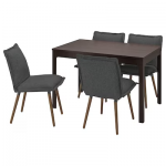 Table et 4 chaises, brun foncé/Kilanda gris foncé, 120/180 cm