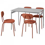 GRÅSALA / ÖSTANÖ Table et 4 chaises, gris/Remmarn brun-rouge, 110 cm