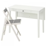 Table et 1 chaise, blanc/Knisa gris clair