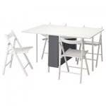 Table et 4 chaises, blanc/gris clair/blanc, 33x89x145/98 cm
