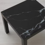 Plateau en verre, marbré/noir, 55x55 cm