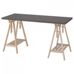 Bureau, gris foncé/bouleau, 140x60 cm