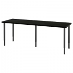 LAGKAPTEN / OLOV Bureau, brun noir/noir, 200x60 cm