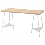 LAGKAPTEN / TILLSLAG Bureau, effet chêne blanchi blanc, 140x60 cm