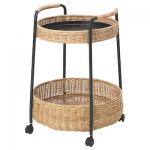 Table roulante avec rangement, rotin/anthracite