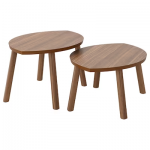 STOCKHOLM Tables gigognes, lot de 2, plaqué noyer