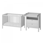 SUNDVIK Meuble chambre bébé, lot de 2, gris, 60x120 cm